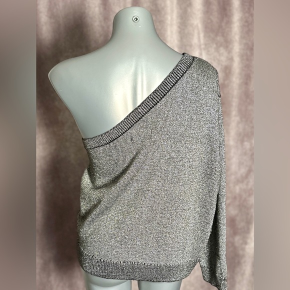 RtA Metallic One Shoulder Sweater Size Large - Picture 4 of 9